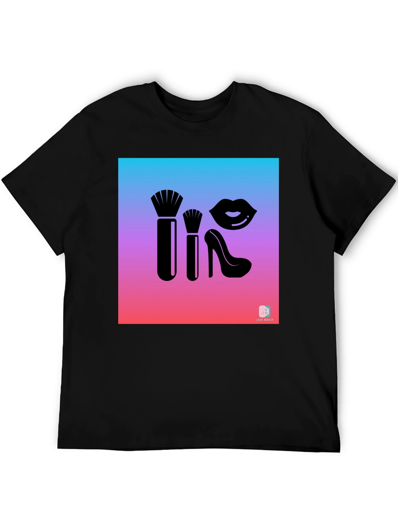 Makeup Brush and Lips Graphic Tee