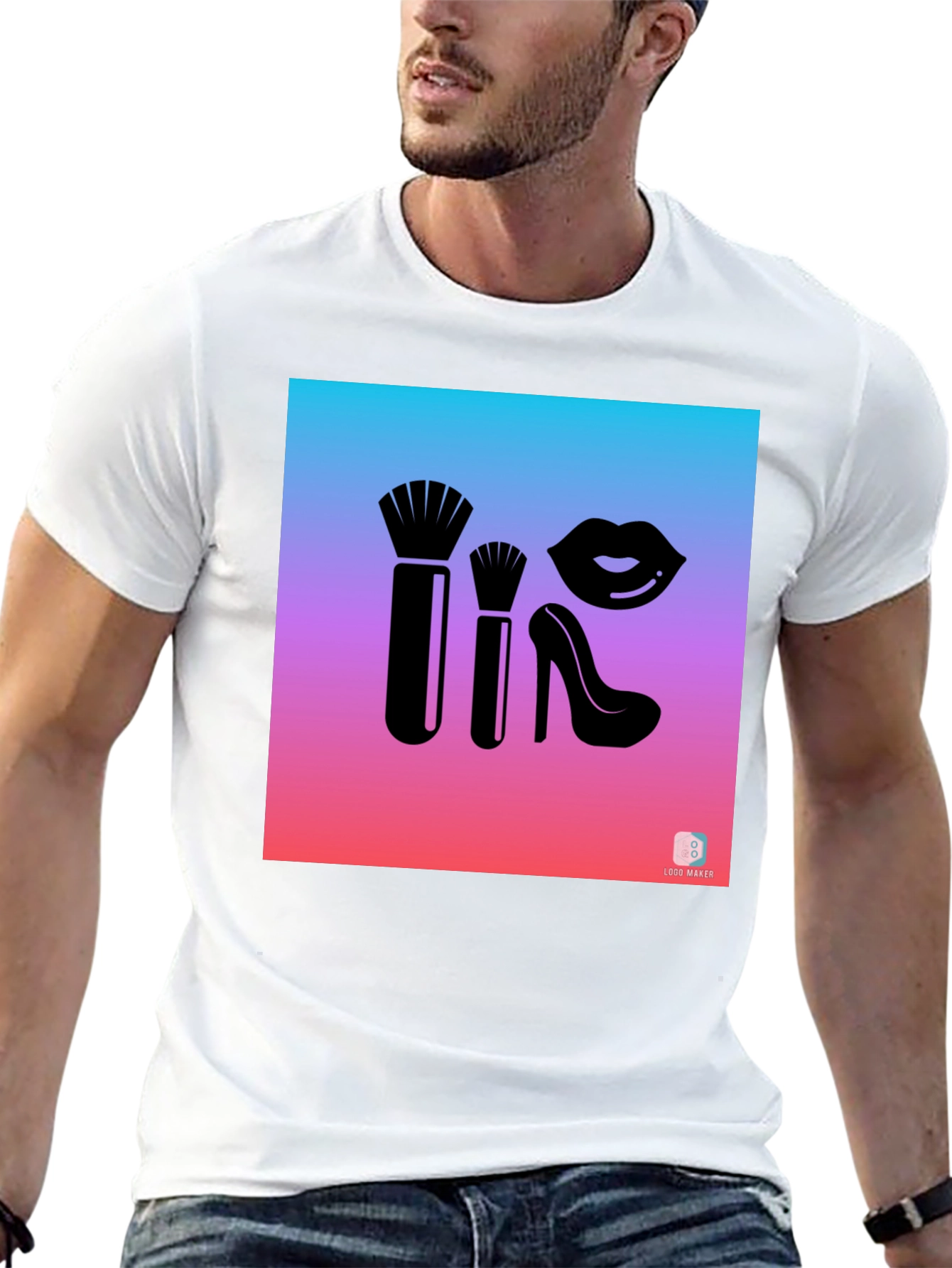 Makeup Brush and Lips Graphic Tee