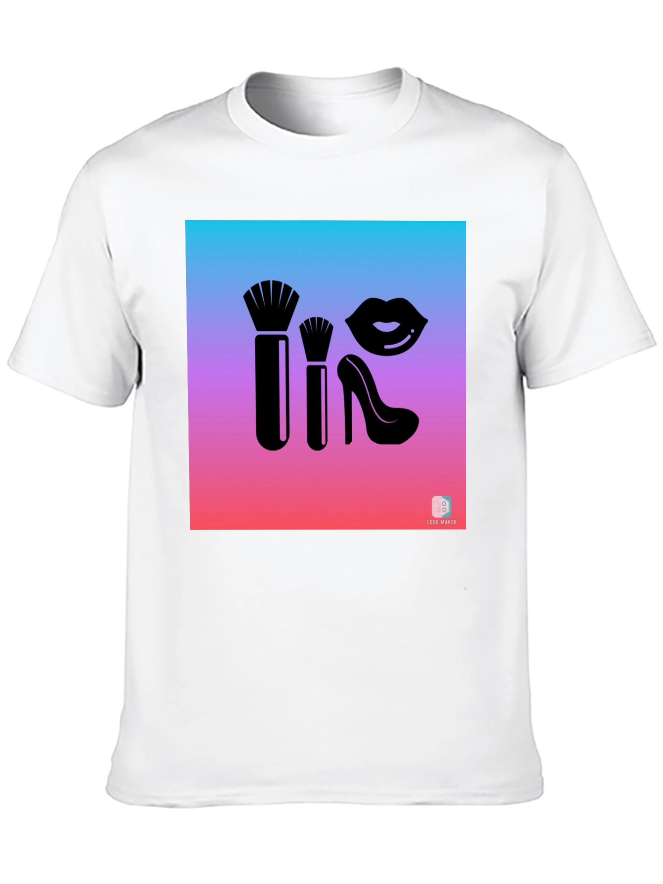 Makeup Brush and Lips Graphic Tee
