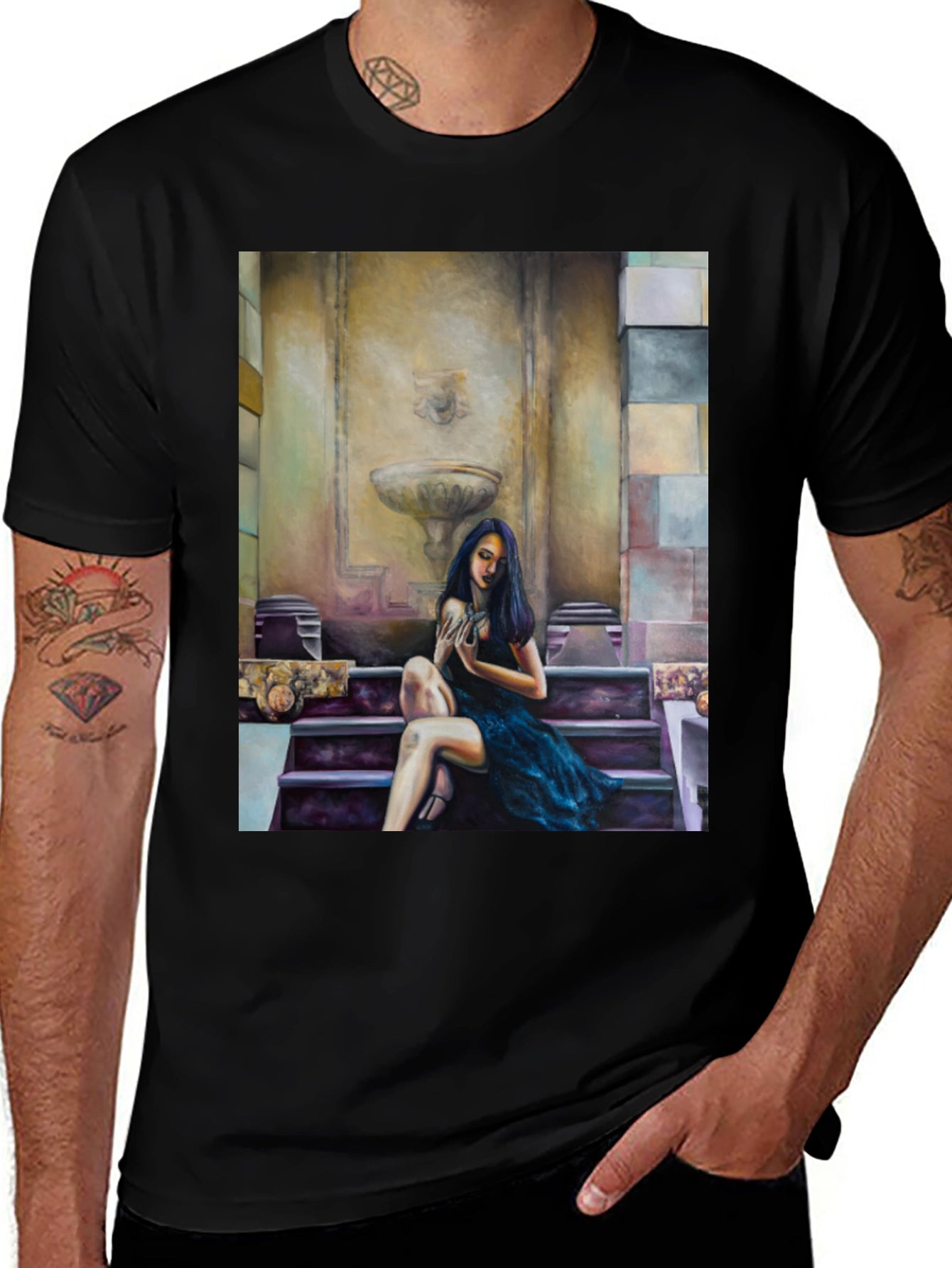 Woman on Steps Graphic T-Shirt