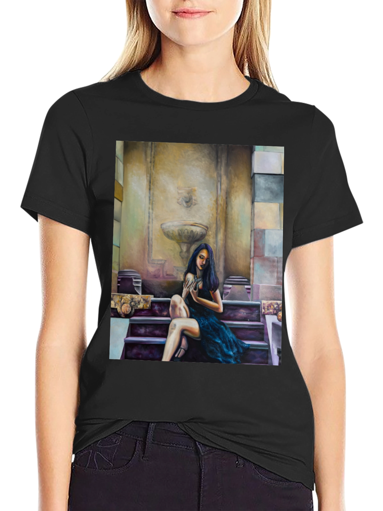 Woman on Steps Graphic T-Shirt