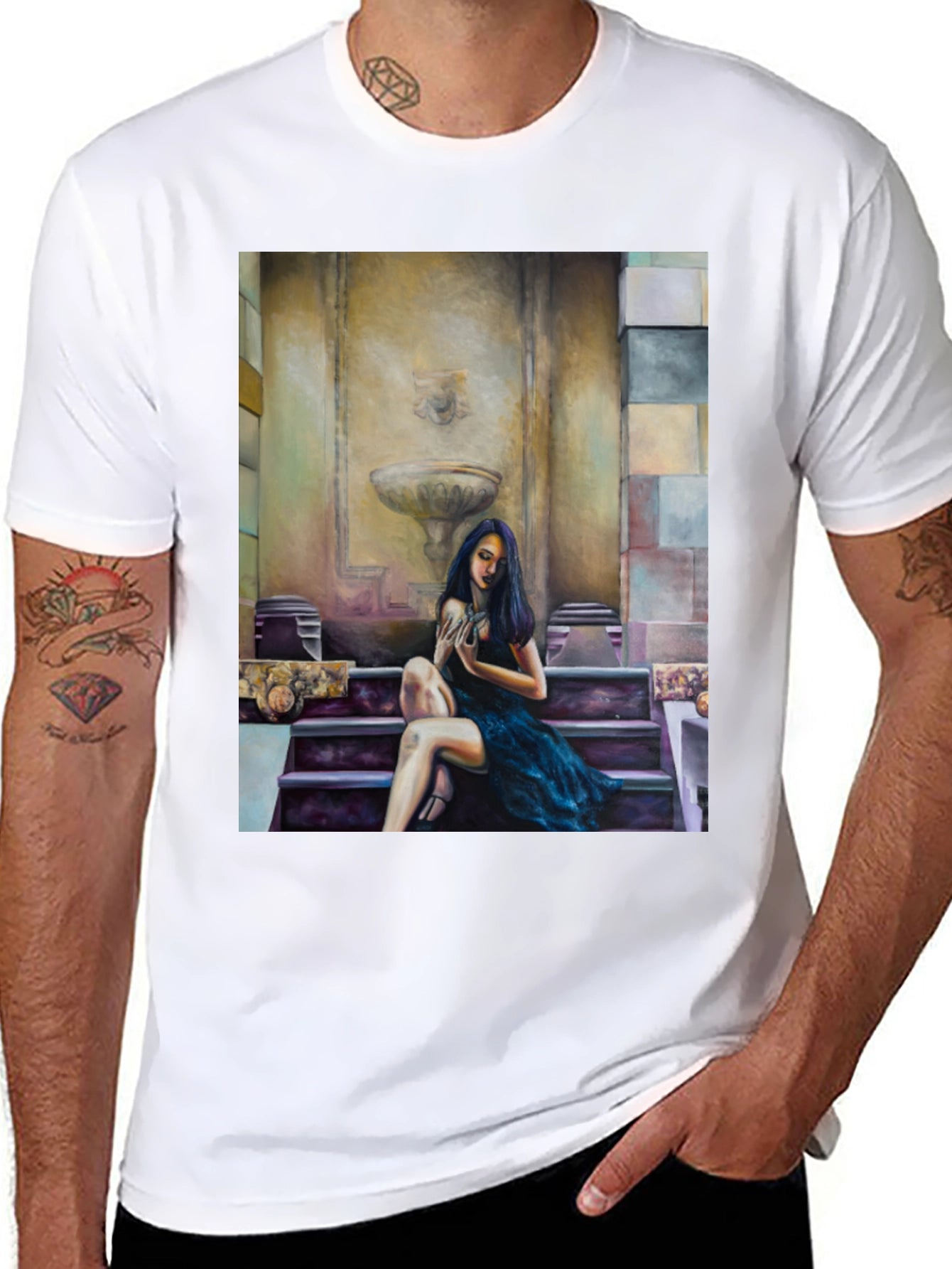 Woman on Steps Graphic T-Shirt