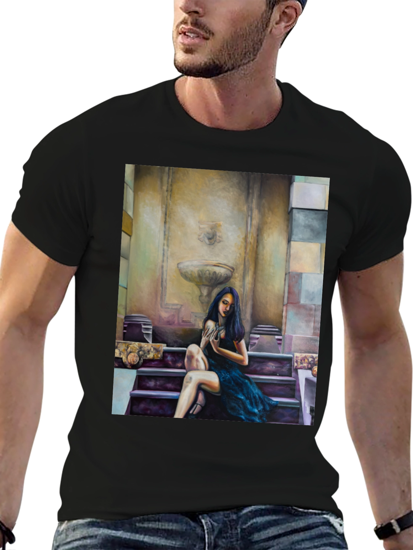 Woman on Steps Graphic T-Shirt