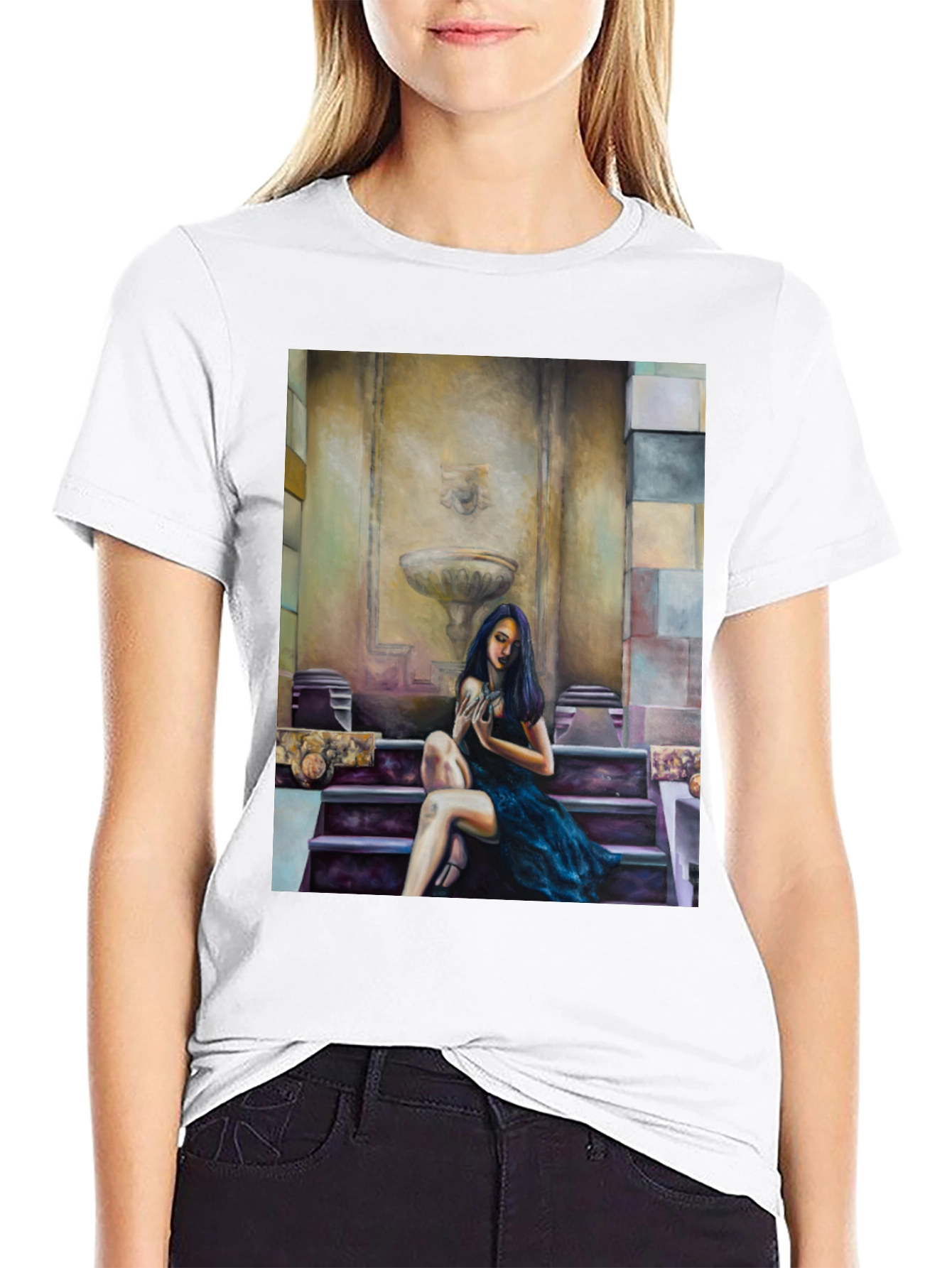 Woman on Steps Graphic T-Shirt
