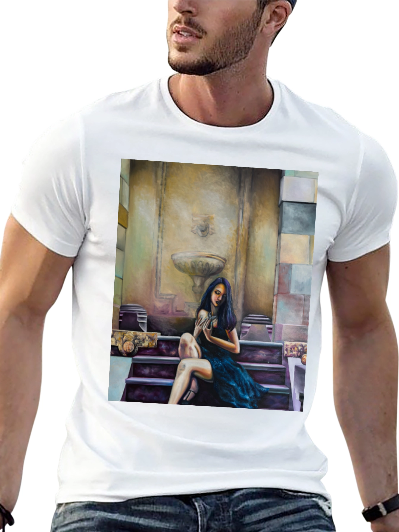 Woman on Steps Graphic T-Shirt