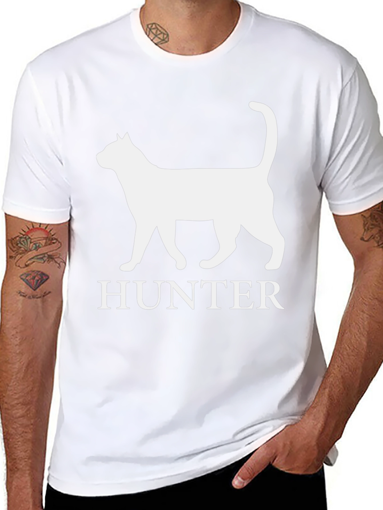 Hunter Cat T-Shirt - Black Cotton Tee