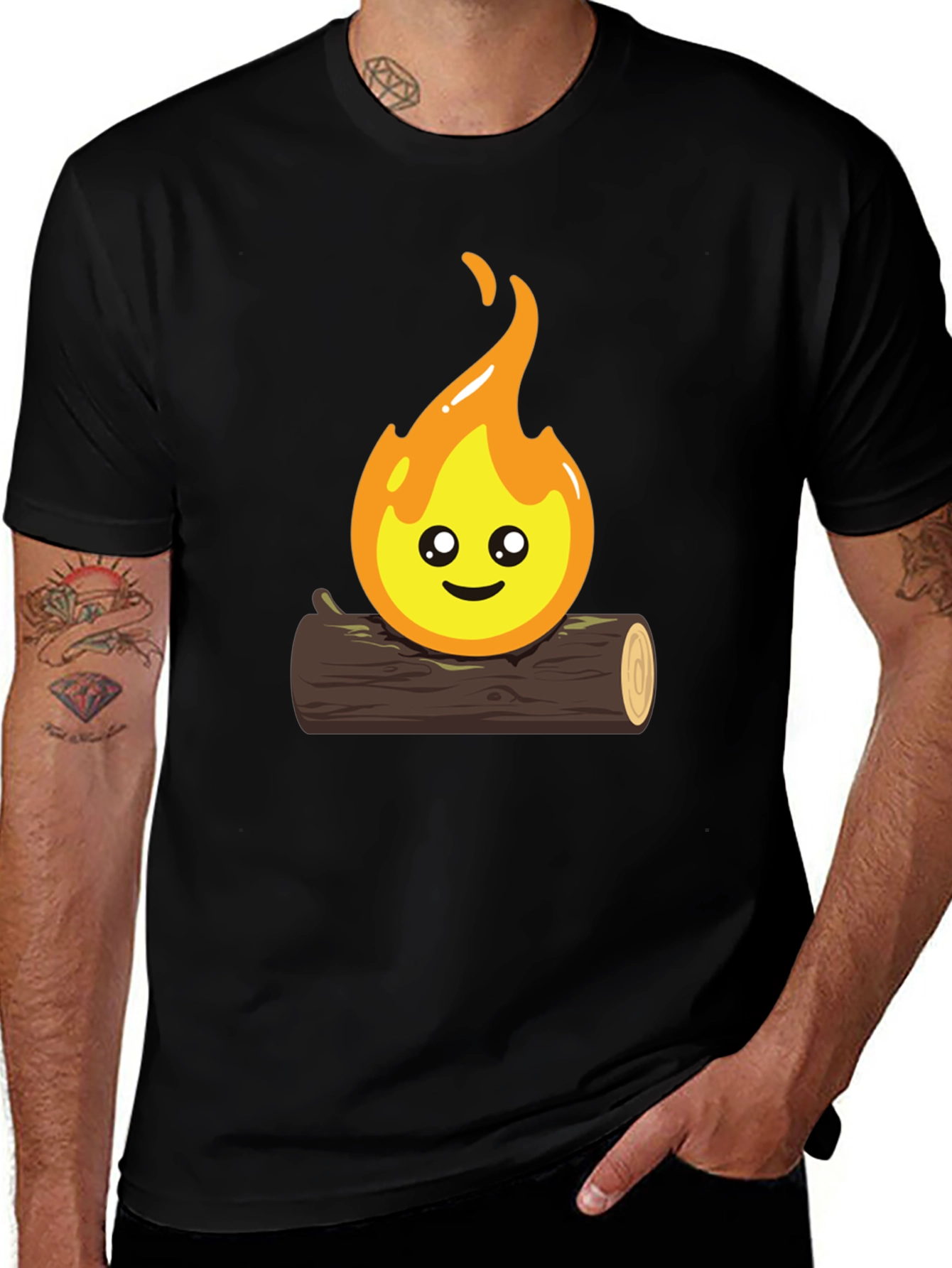 Cute Campfire Graphic T-Shirt - Black