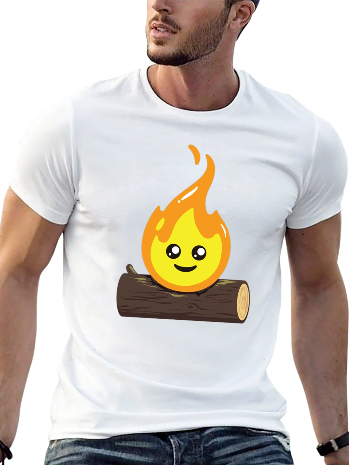 Cute Campfire Graphic T-Shirt - Black