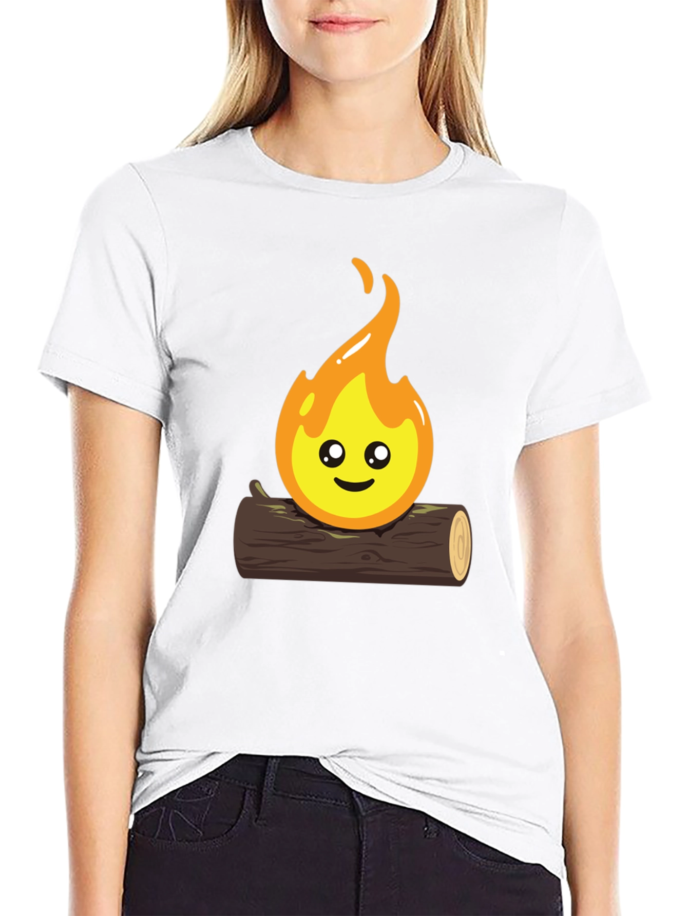 Cute Campfire Graphic T-Shirt - Black