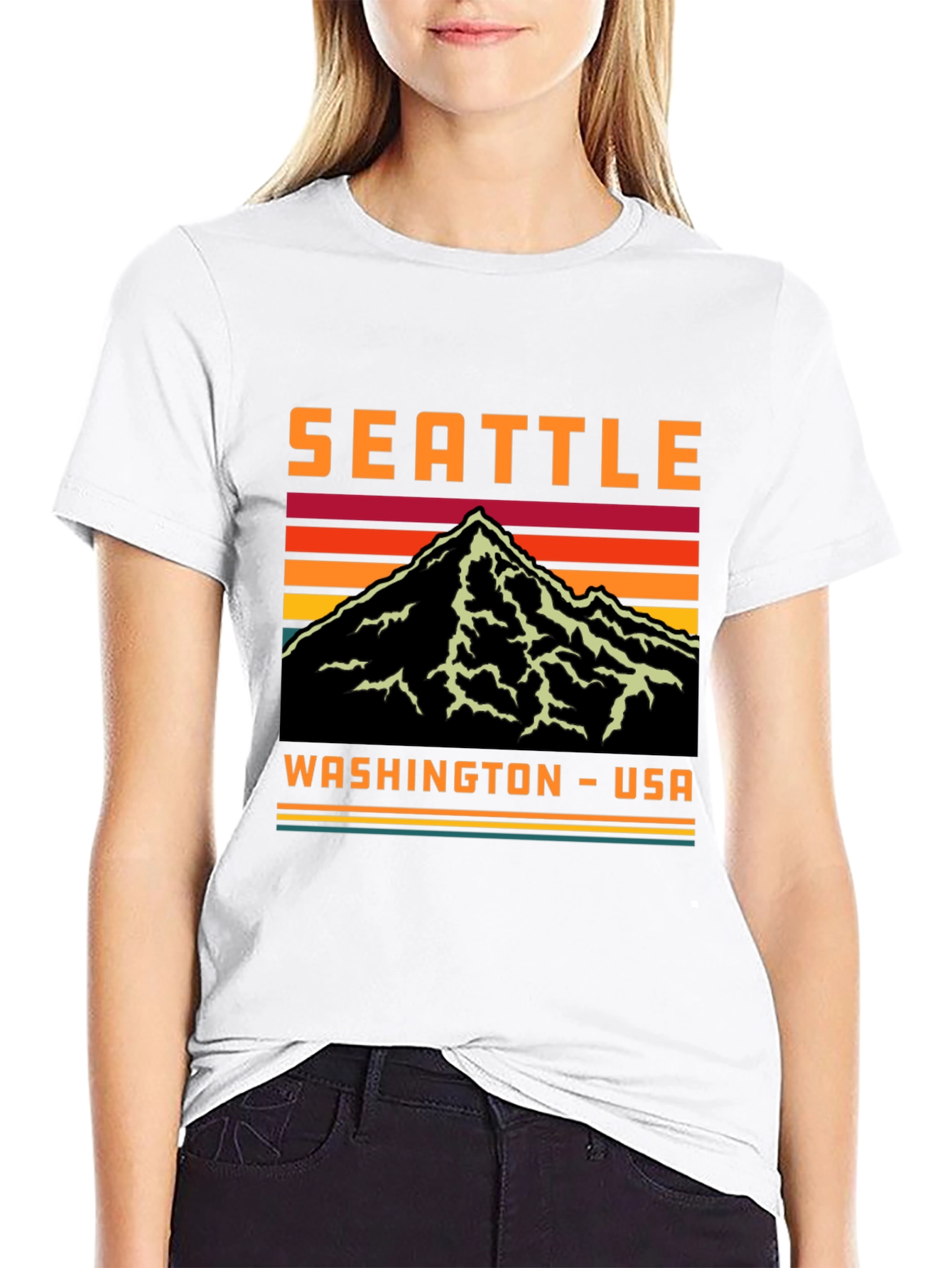 Seattle Washington Retro Mountain T-Shirt
