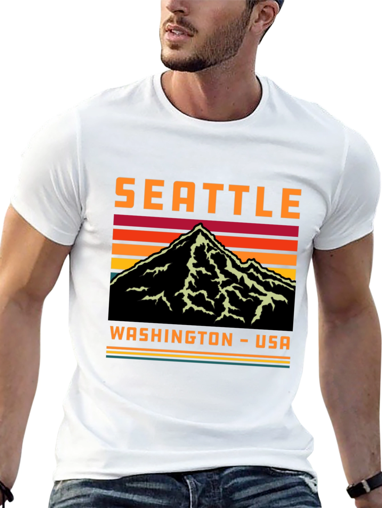 Seattle Washington Retro Mountain T-Shirt
