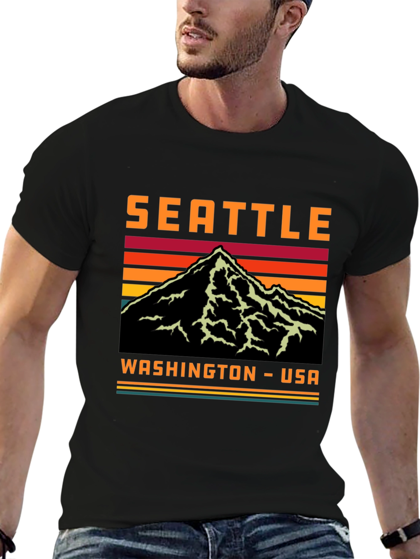 Seattle Washington Retro Mountain T-Shirt
