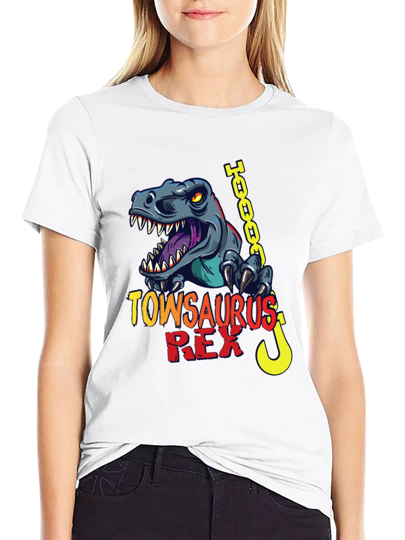 TowSaurus Rex Graphic Tee - Dino Tow Truck T-Shirt