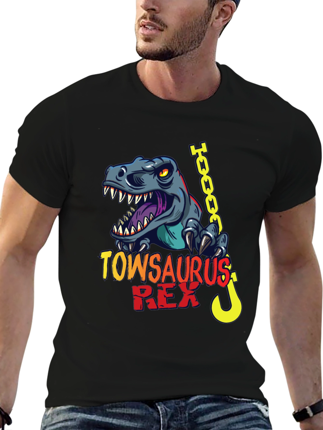 TowSaurus Rex Graphic Tee - Dino Tow Truck T-Shirt