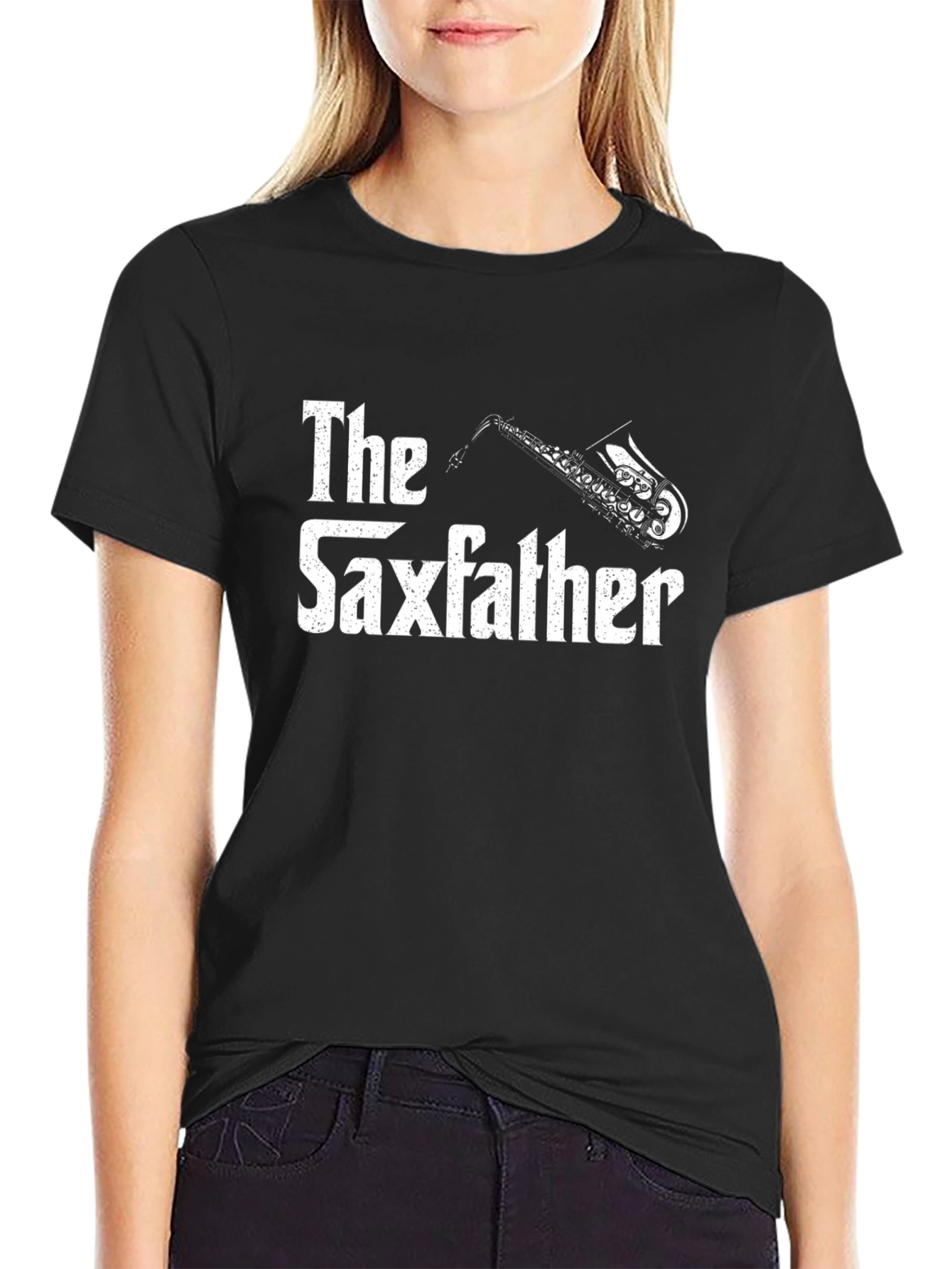The Saxfather Funny Music T-Shirt - Black
