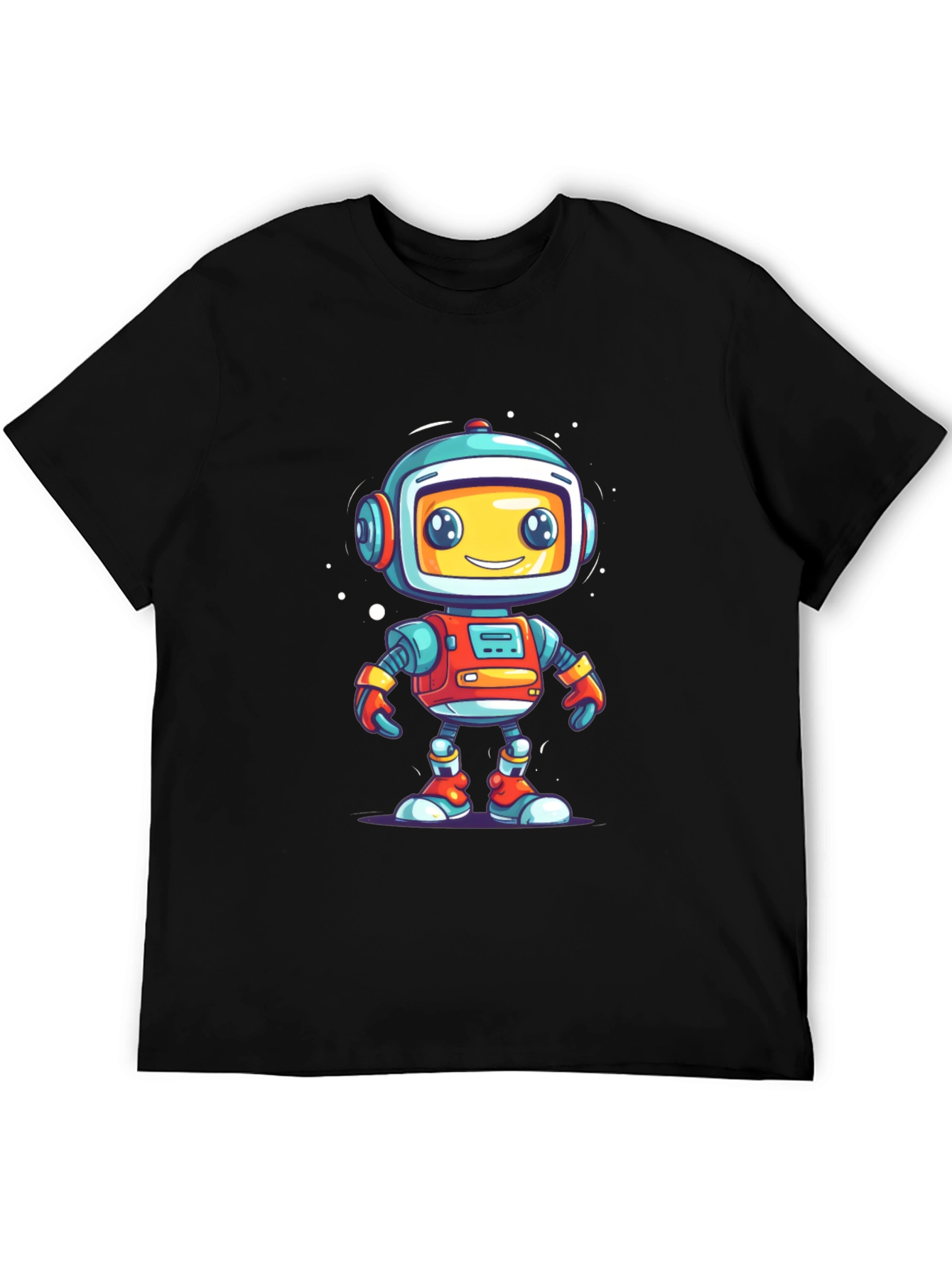Fun Robot Graphic T-Shirt - Black
