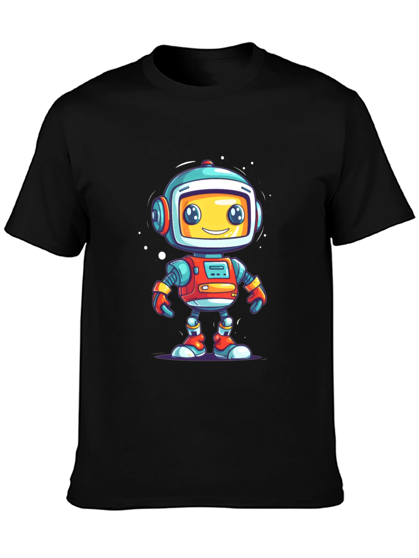 Fun Robot Graphic T-Shirt - Black