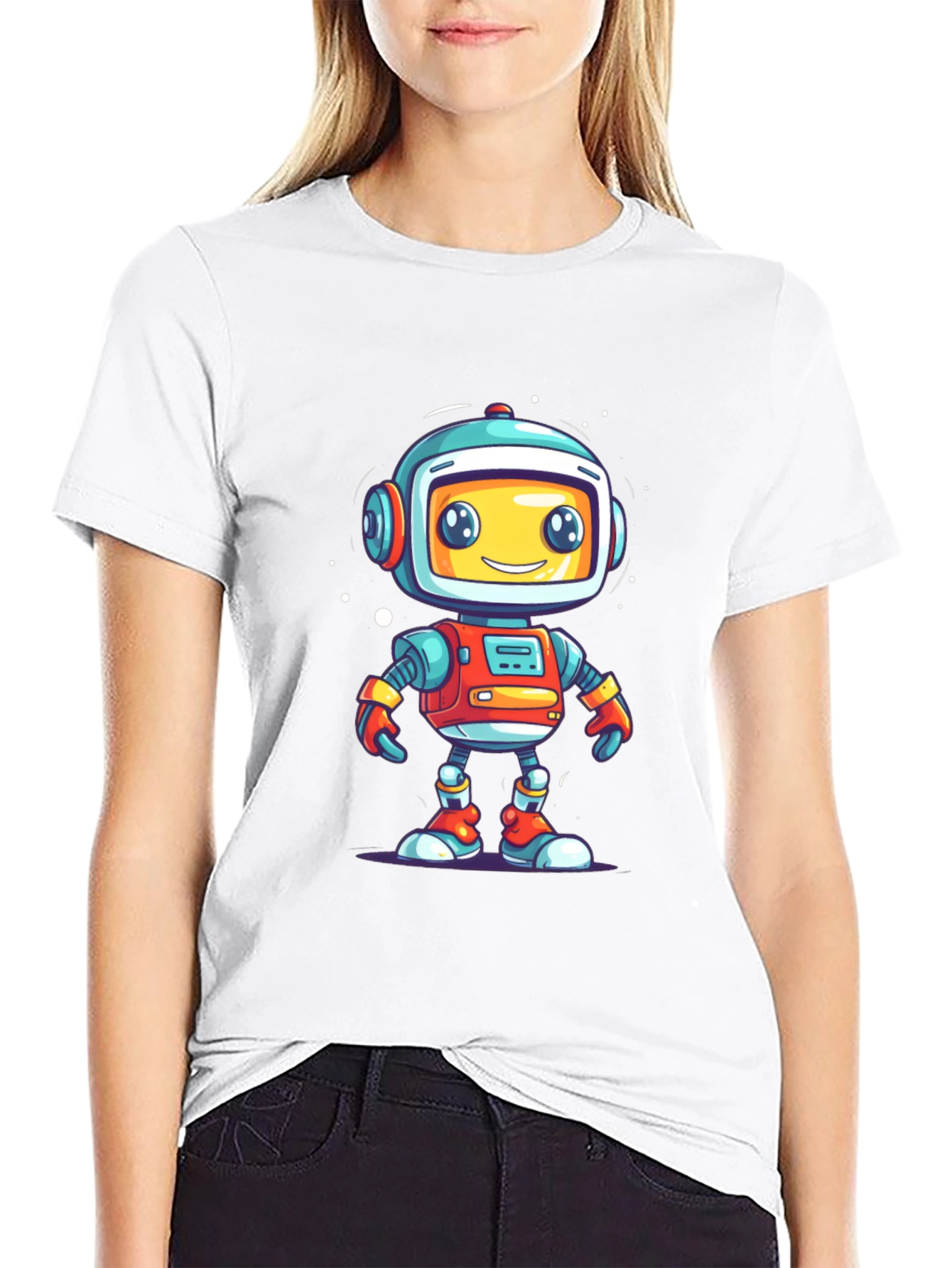 Fun Robot Graphic T-Shirt - Black