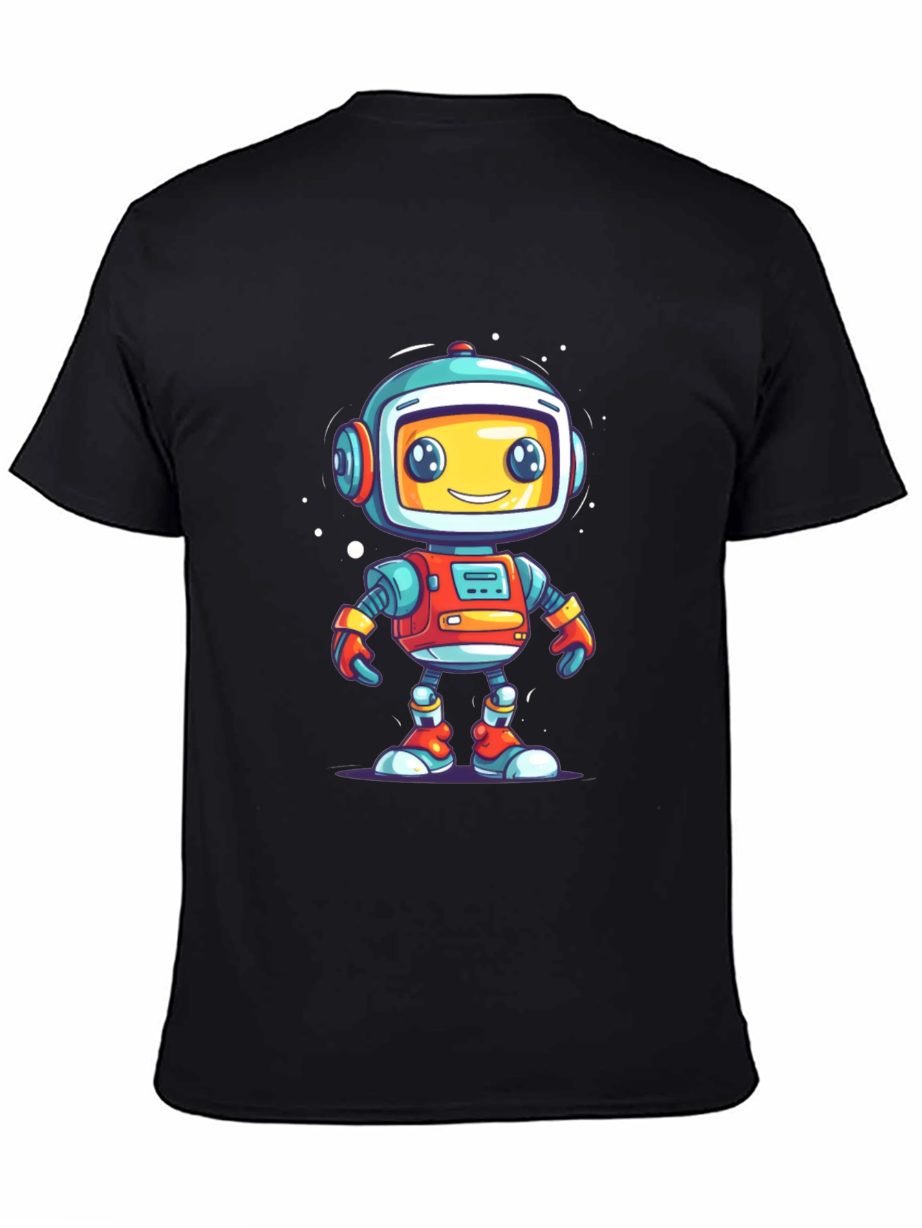 Fun Robot Graphic T-Shirt - Black