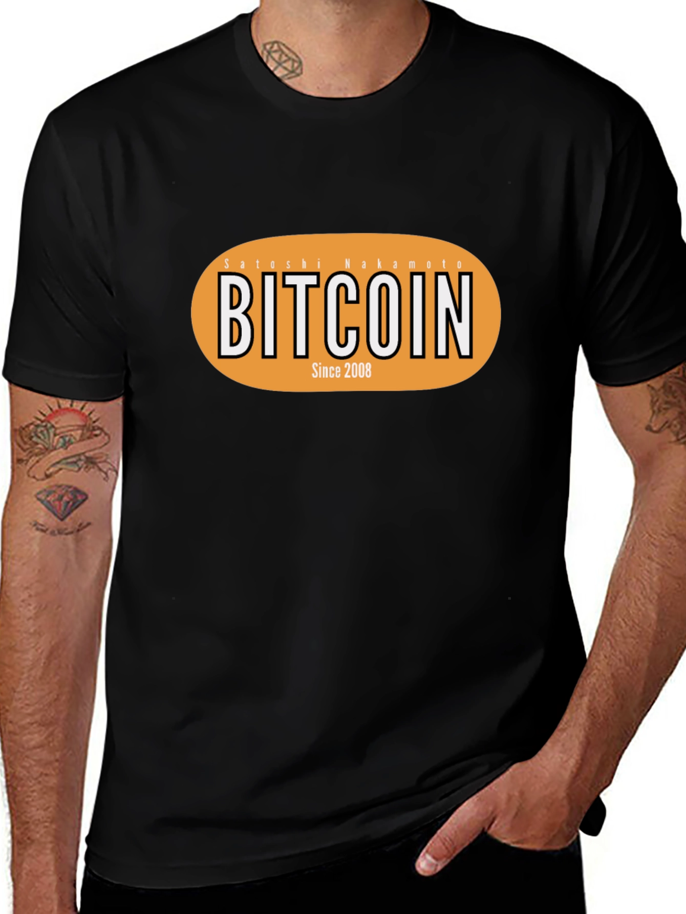 Bitcoin Satoshi Nakamoto Since 2008 Black T-Shirt