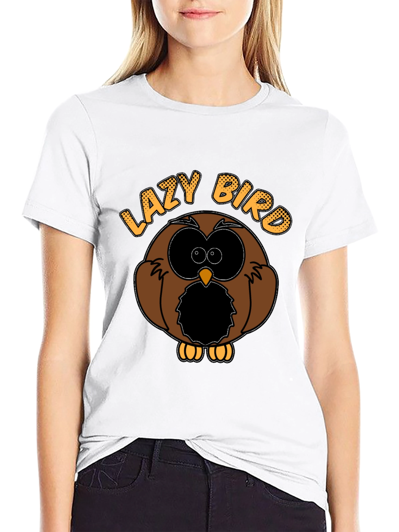 Lazy Bird Graphic T-Shirt - Funny Owl Design
