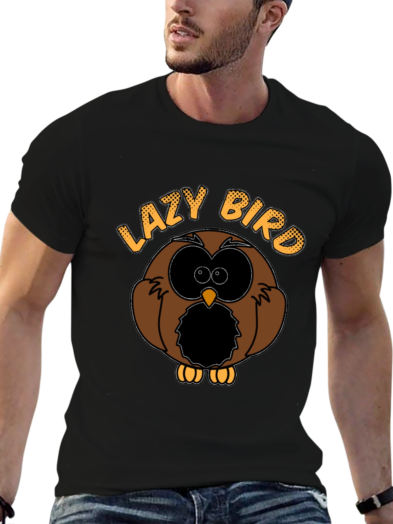 Lazy Bird Graphic T-Shirt - Funny Owl Design