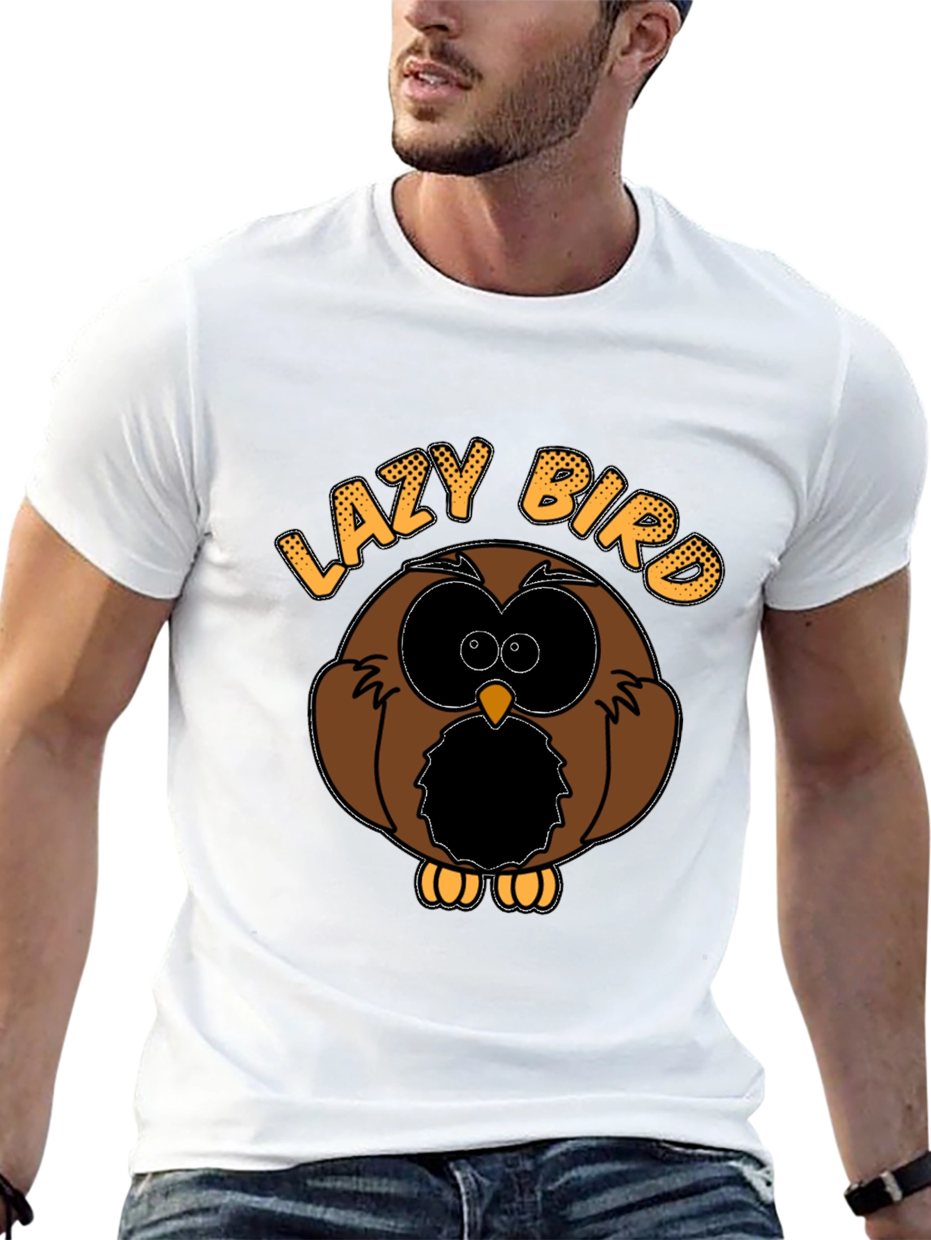 Lazy Bird Graphic T-Shirt - Funny Owl Design