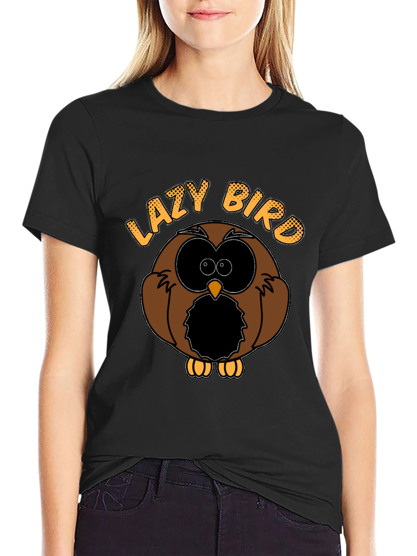 Lazy Bird Graphic T-Shirt - Funny Owl Design