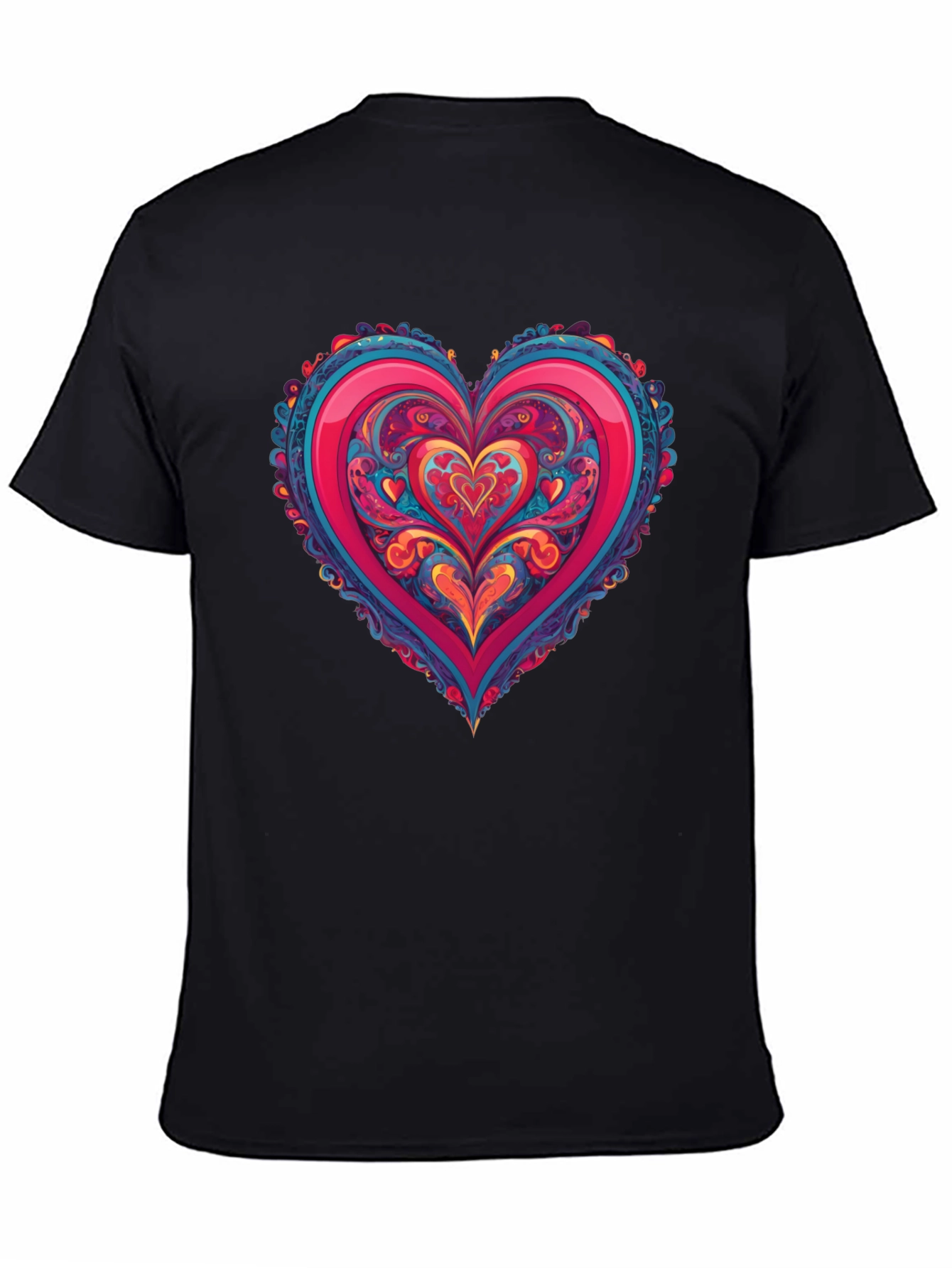 Vibrant Heart Graphic Tee - Black Cotton Blend