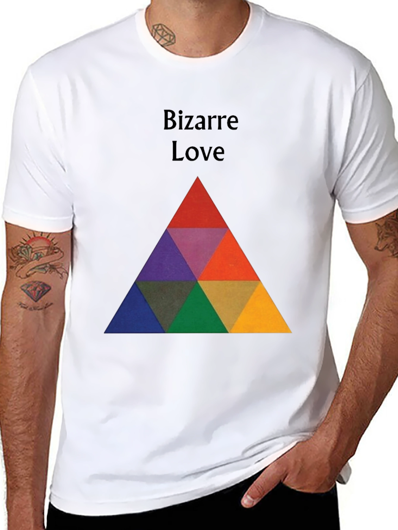 Bizarre Love Triangle Graphic Tee - Stylish & Unique