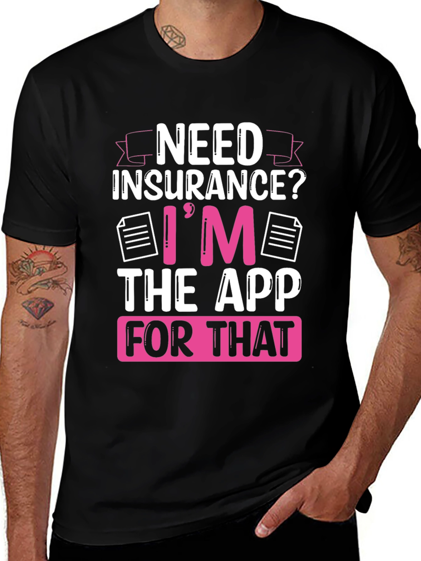 Need Insurance? Black Graphic T-Shirt