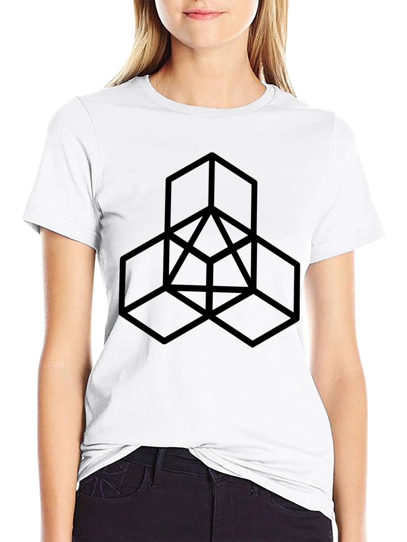 Geometric Design Black T-Shirt