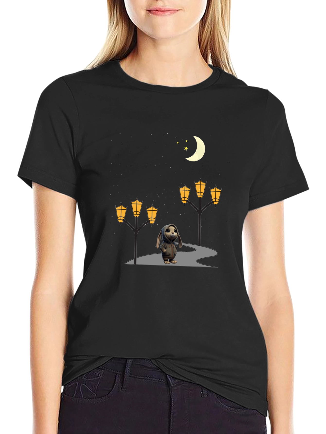 Night Walk Bunny Graphic Tee