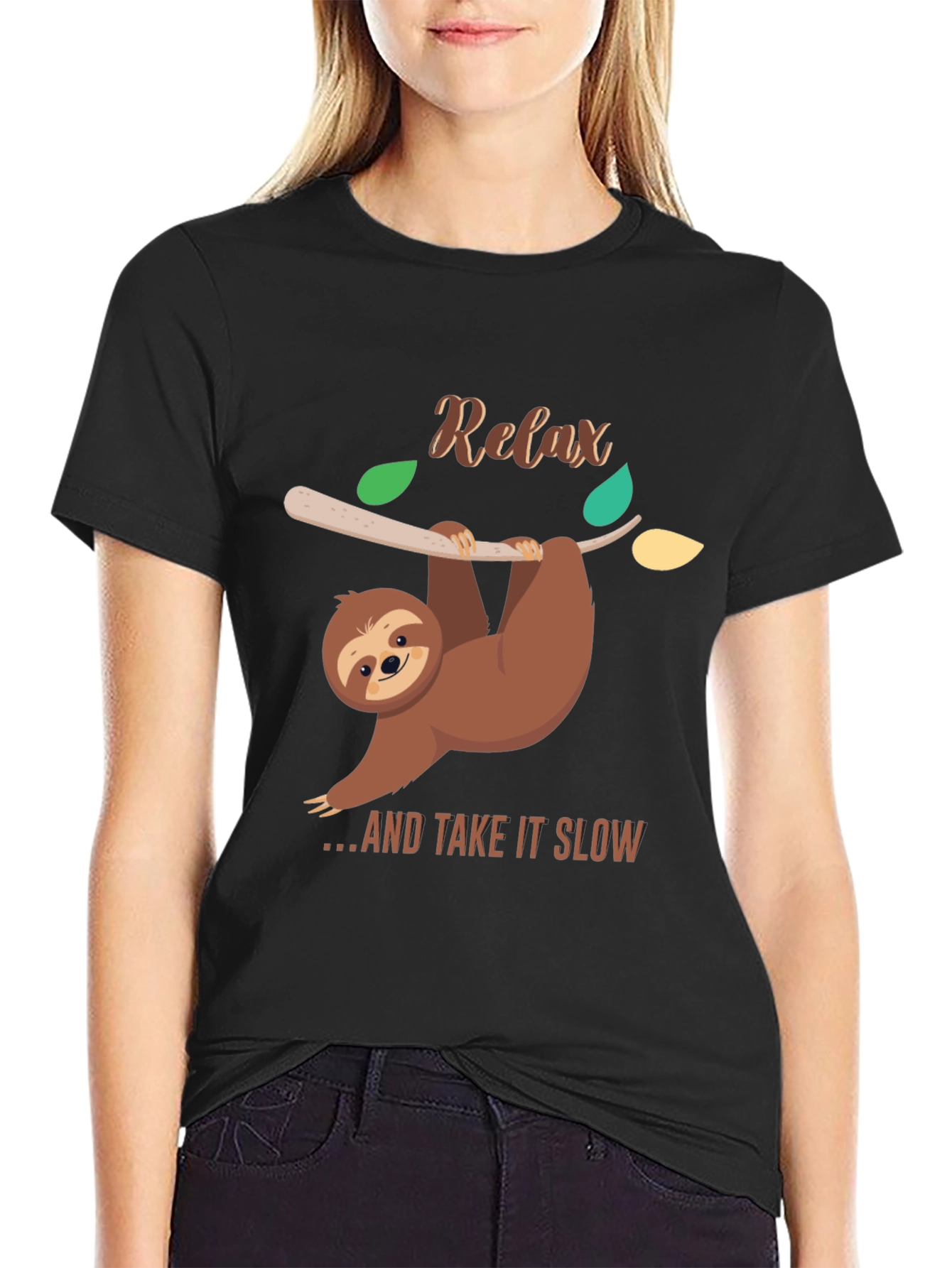 Relax Sloth Graphic Tee - Comfy Black T-Shirt