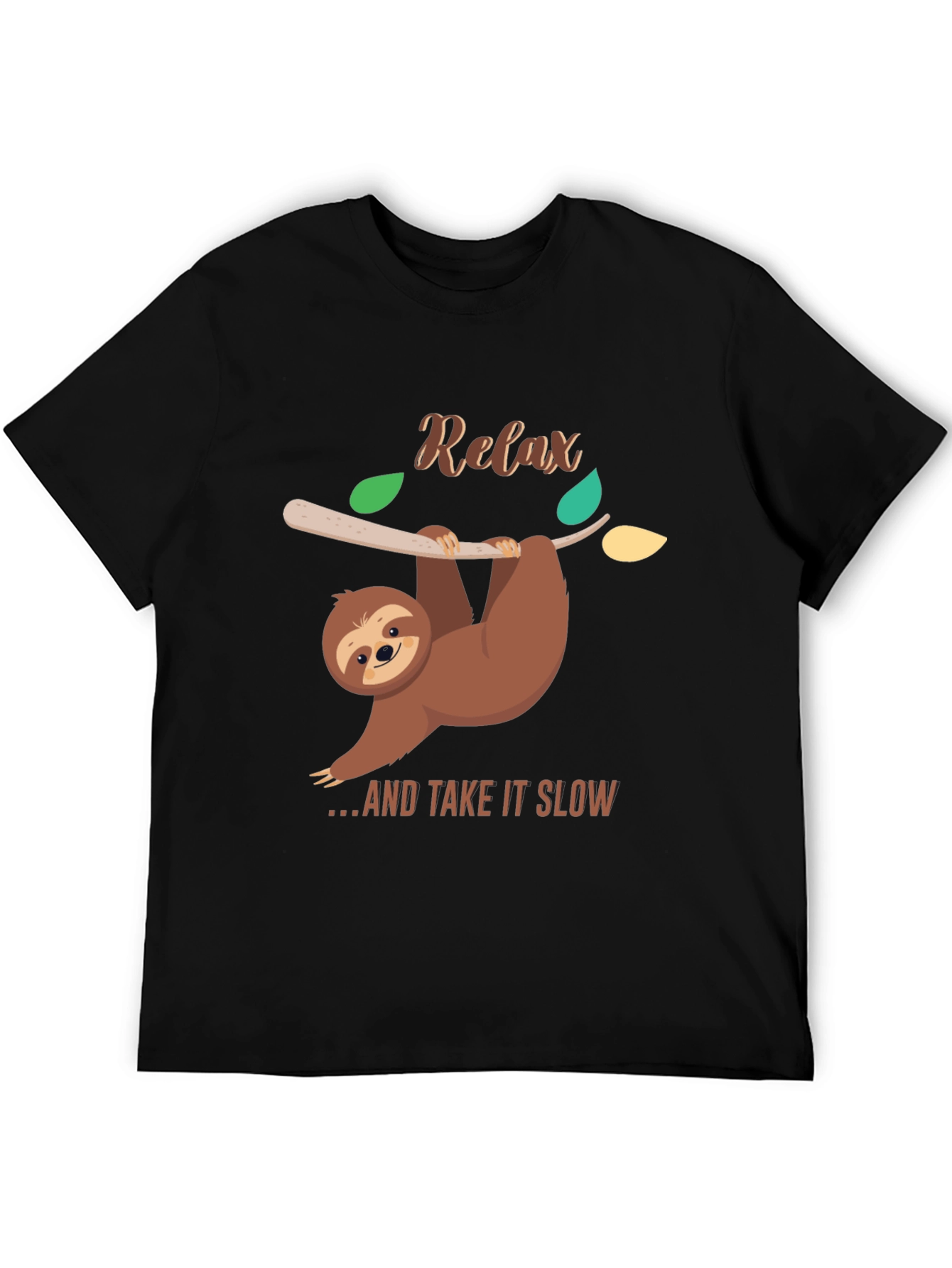 Relax Sloth Graphic Tee - Comfy Black T-Shirt