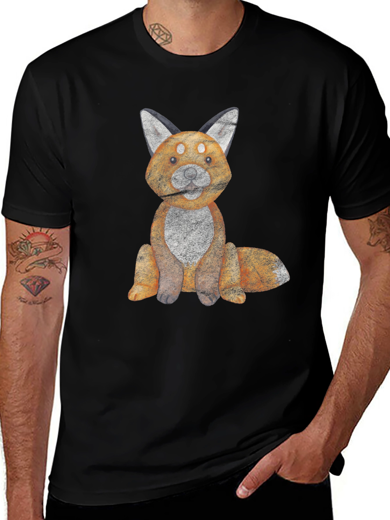 Fox Graphic Tee - Unisex Soft Cotton Black T-Shirt