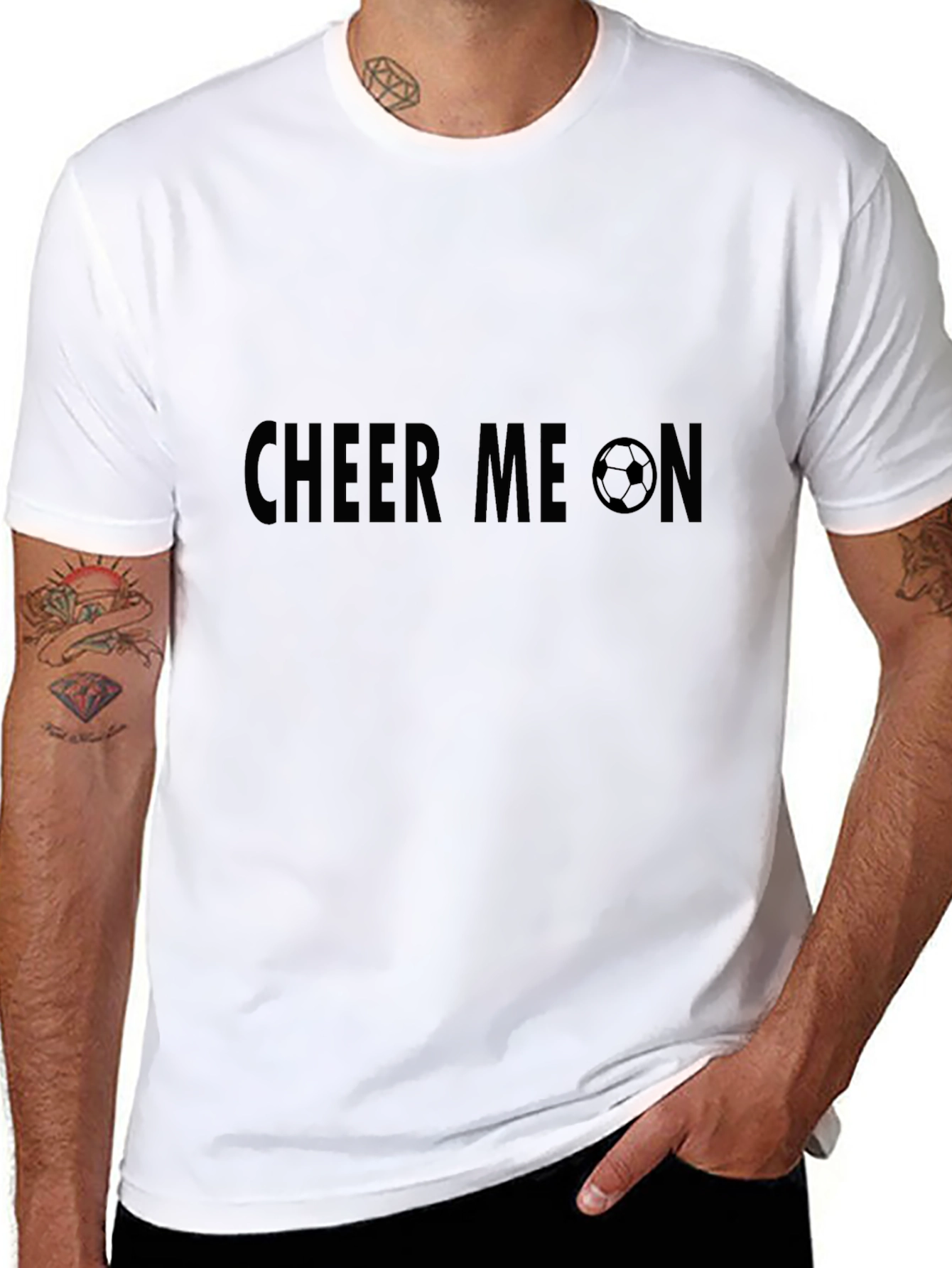 Cheer Me On Soccer Tee - Black Graphic T-Shirt