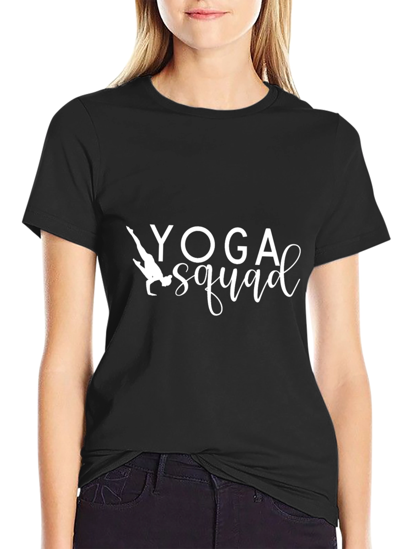 Yoga Squad Black Cotton T-Shirt