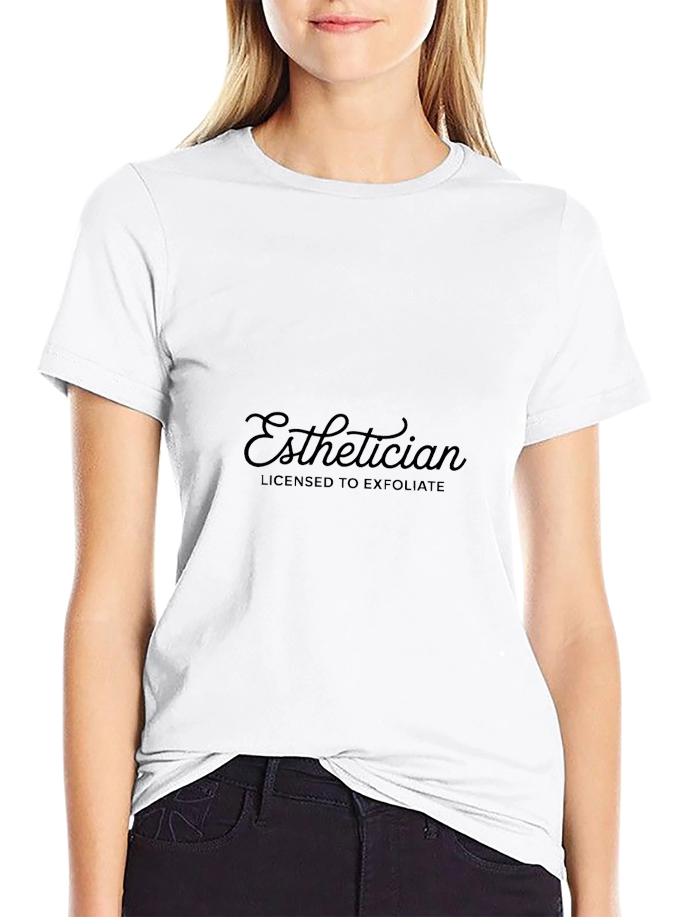 Esthetician Licensed to Exfoliate Black T-Shirt