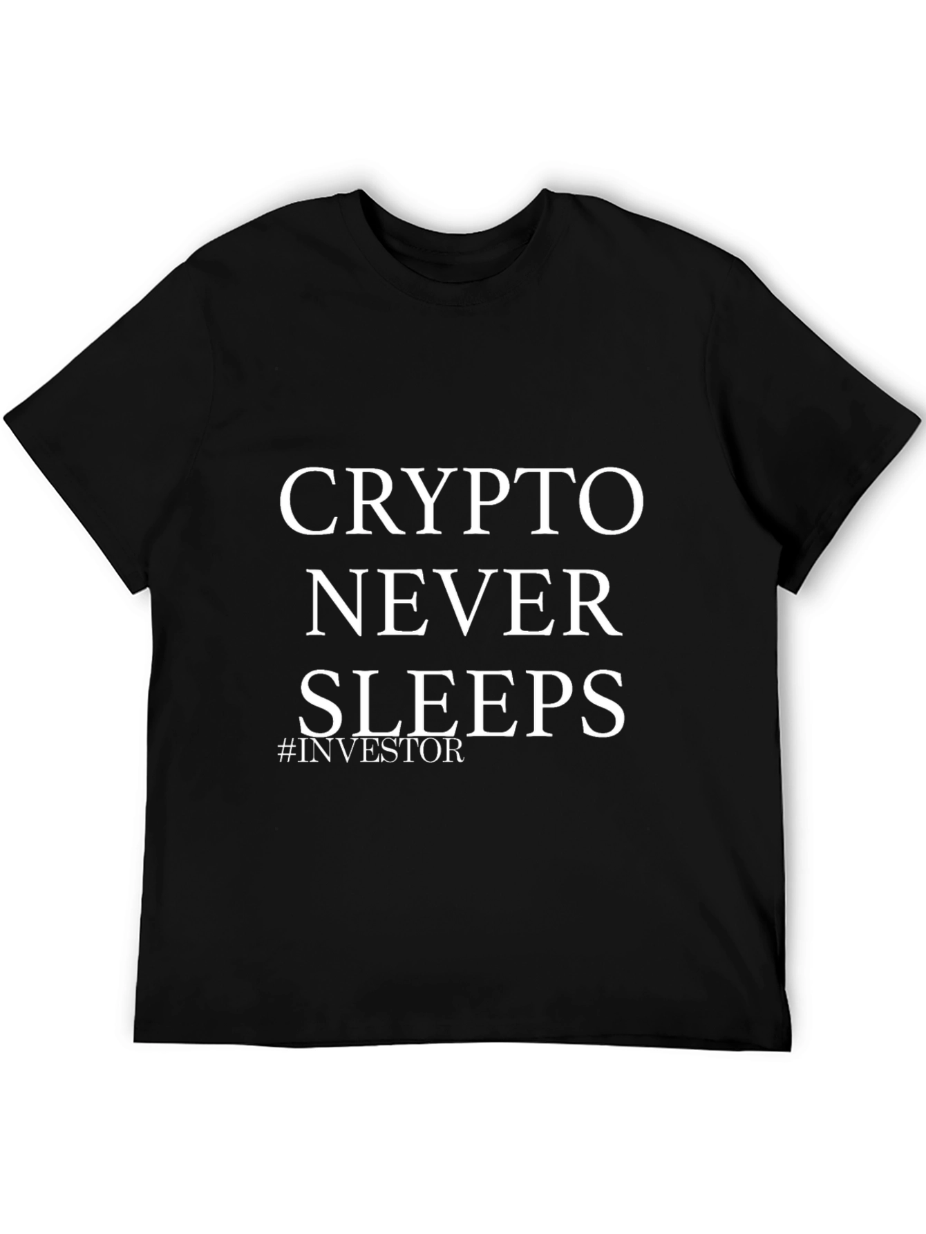 Crypto Never Sleeps Black T-Shirt - Investor