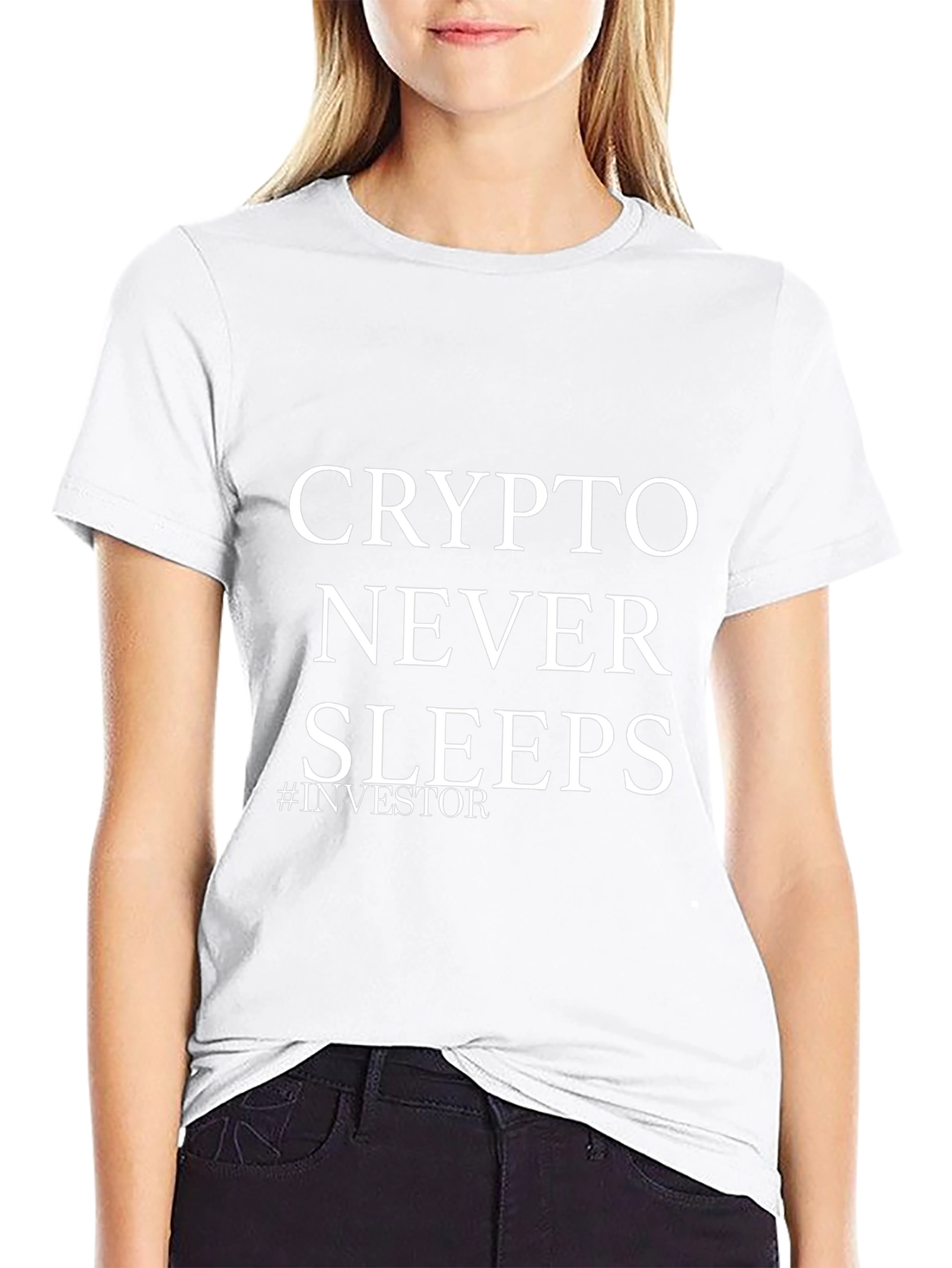 Crypto Never Sleeps Black T-Shirt - Investor