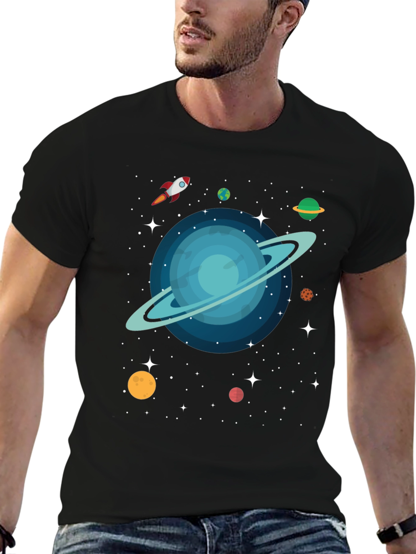 Cosmic Planet Graphic T-Shirt