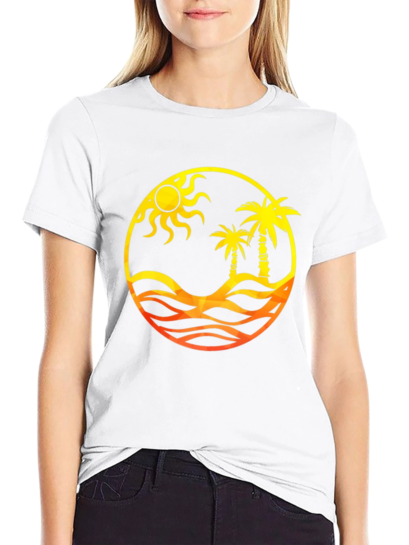 Tropical Palm Sun Graphic T-Shirt