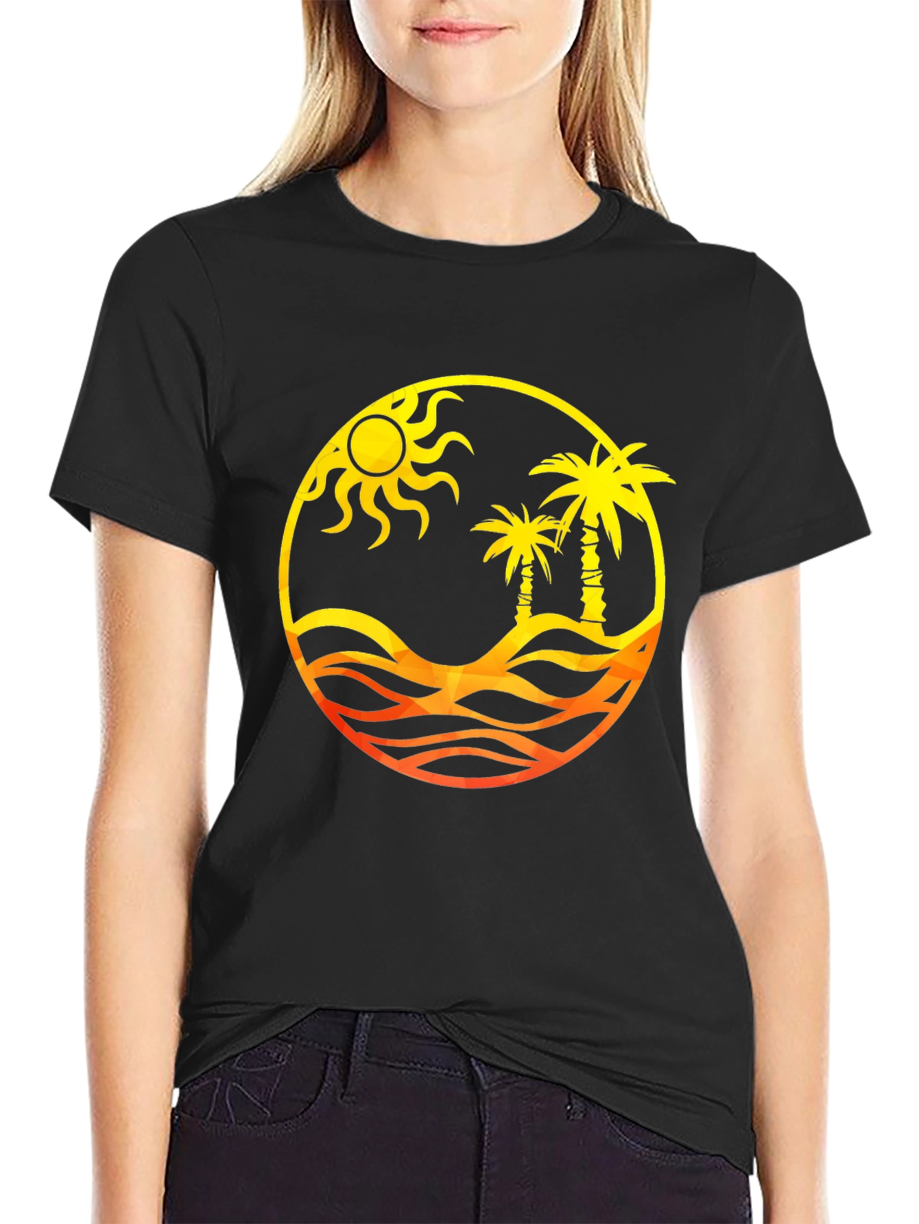 Tropical Palm Sun Graphic T-Shirt