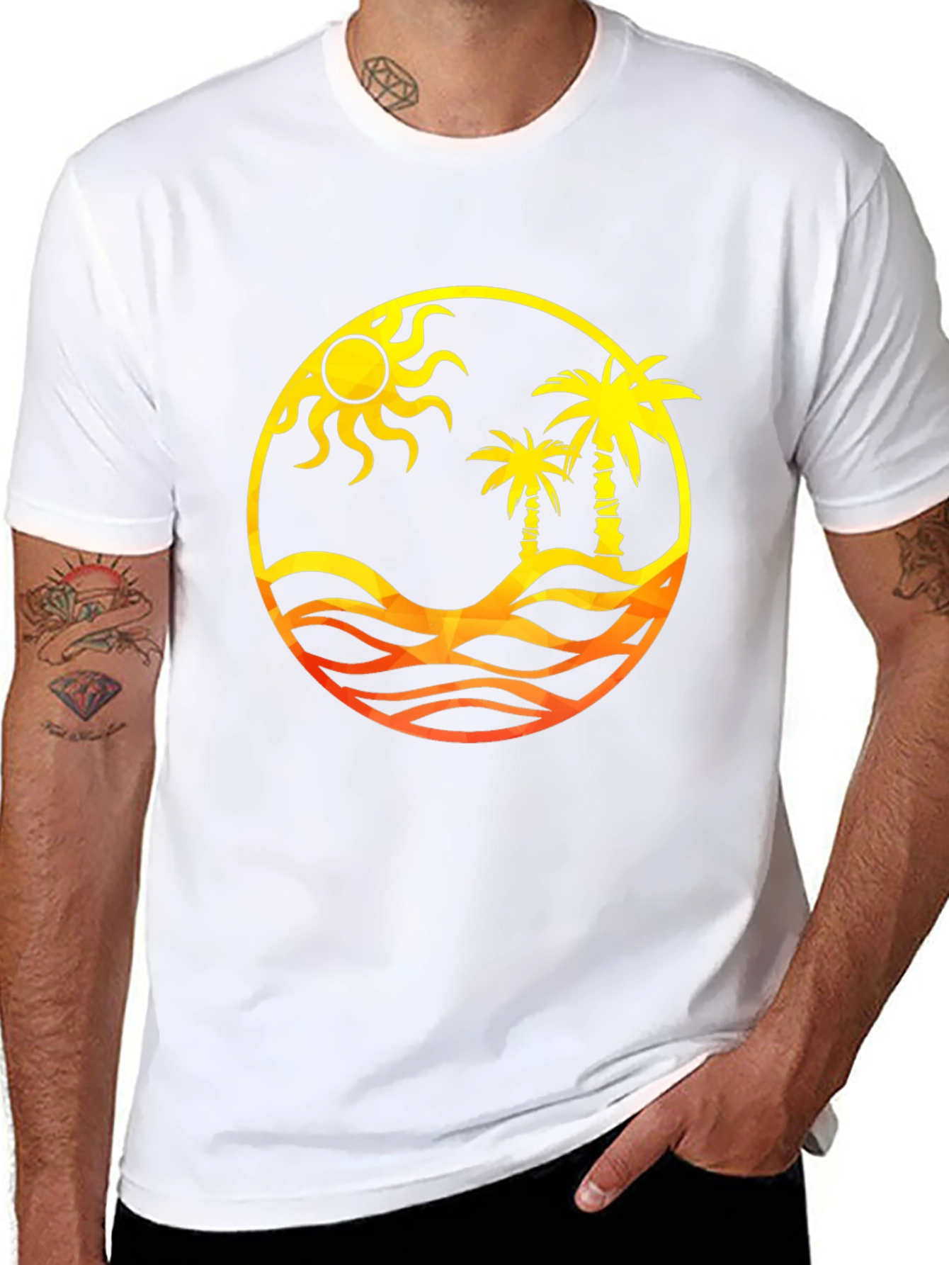 Tropical Palm Sun Graphic T-Shirt