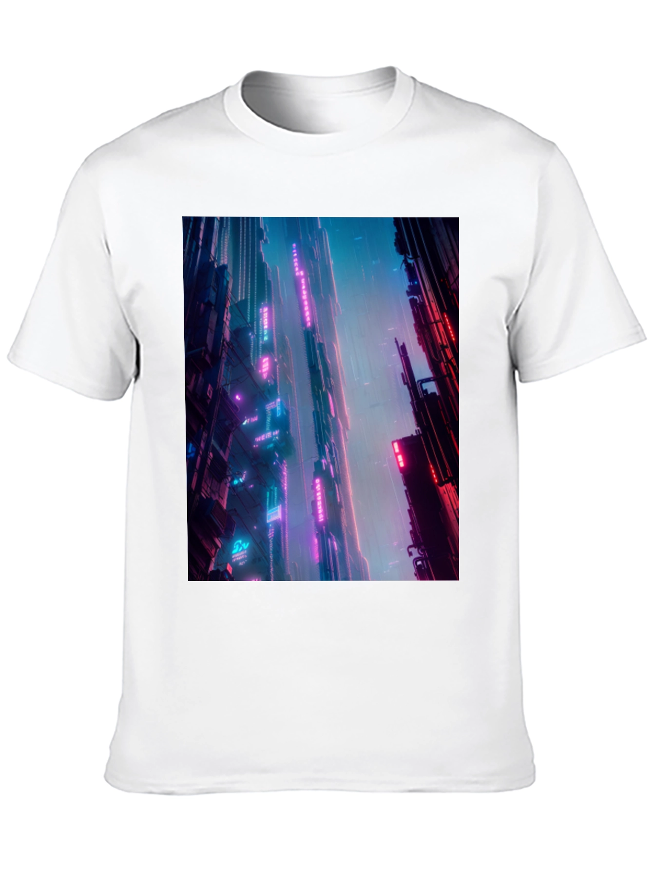 Neon Cityscape Graphic Tee - Urban Cyberpunk Style