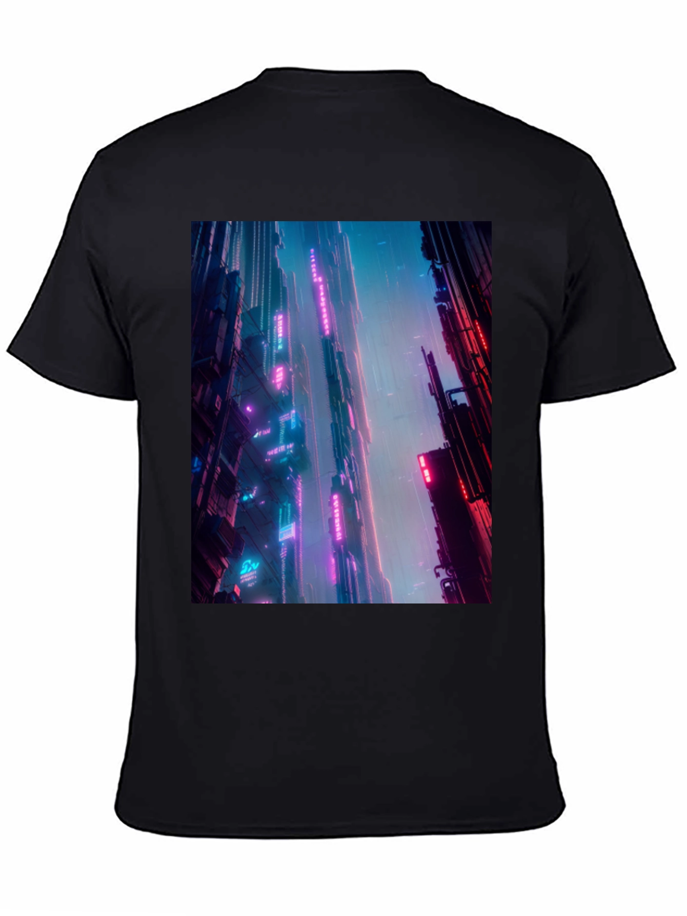 Neon Cityscape Graphic Tee - Urban Cyberpunk Style