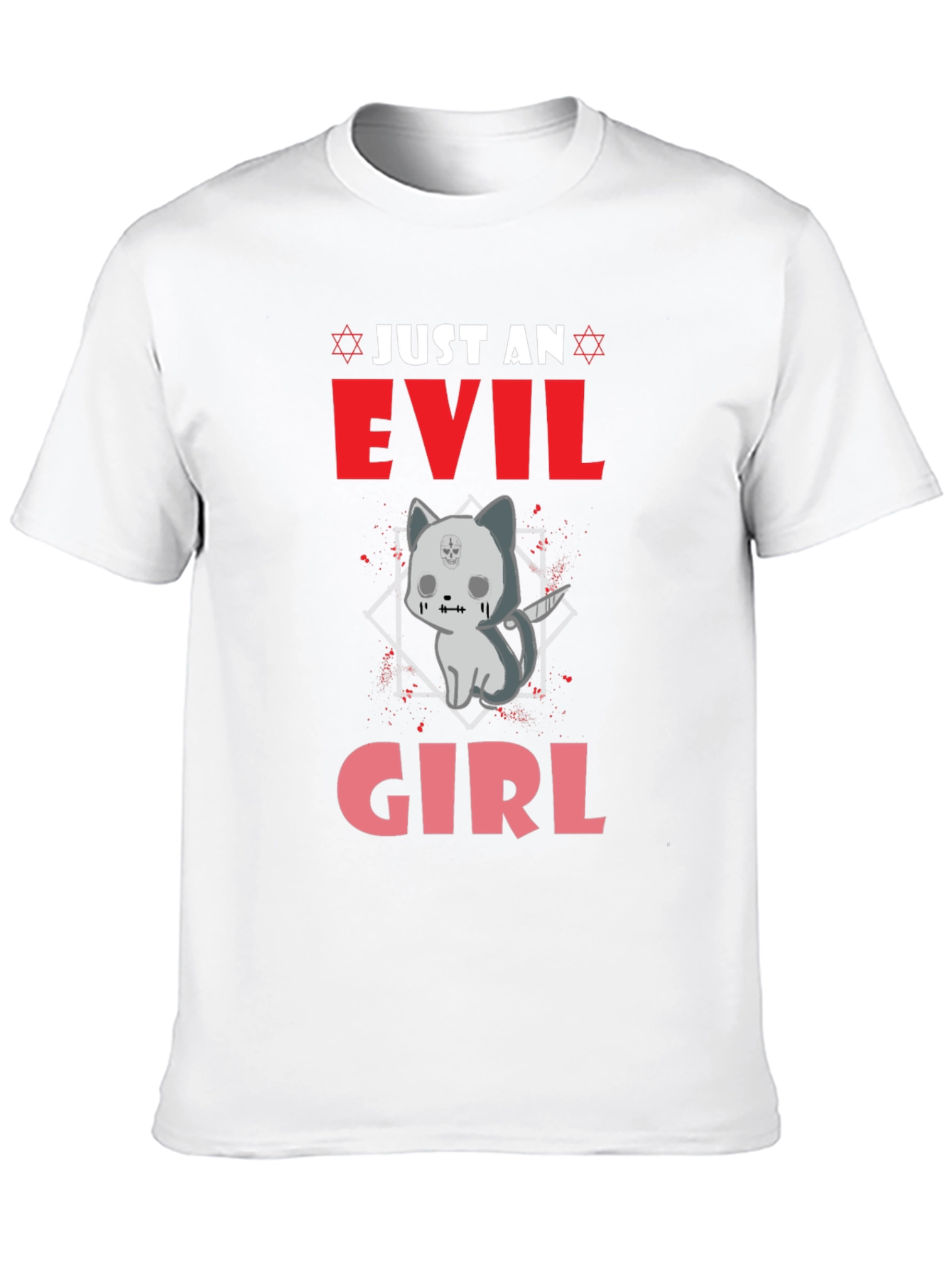 Evil Girl Kitten Graphic T-Shirt