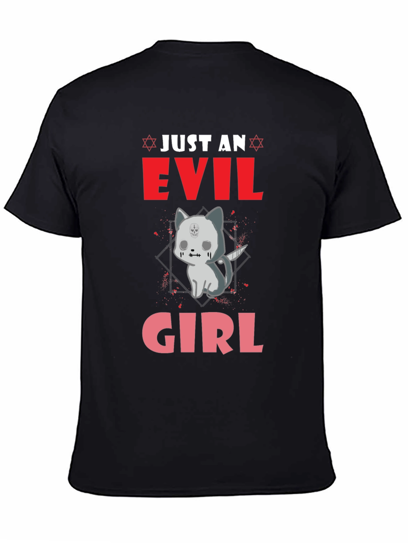 Evil Girl Kitten Graphic T-Shirt