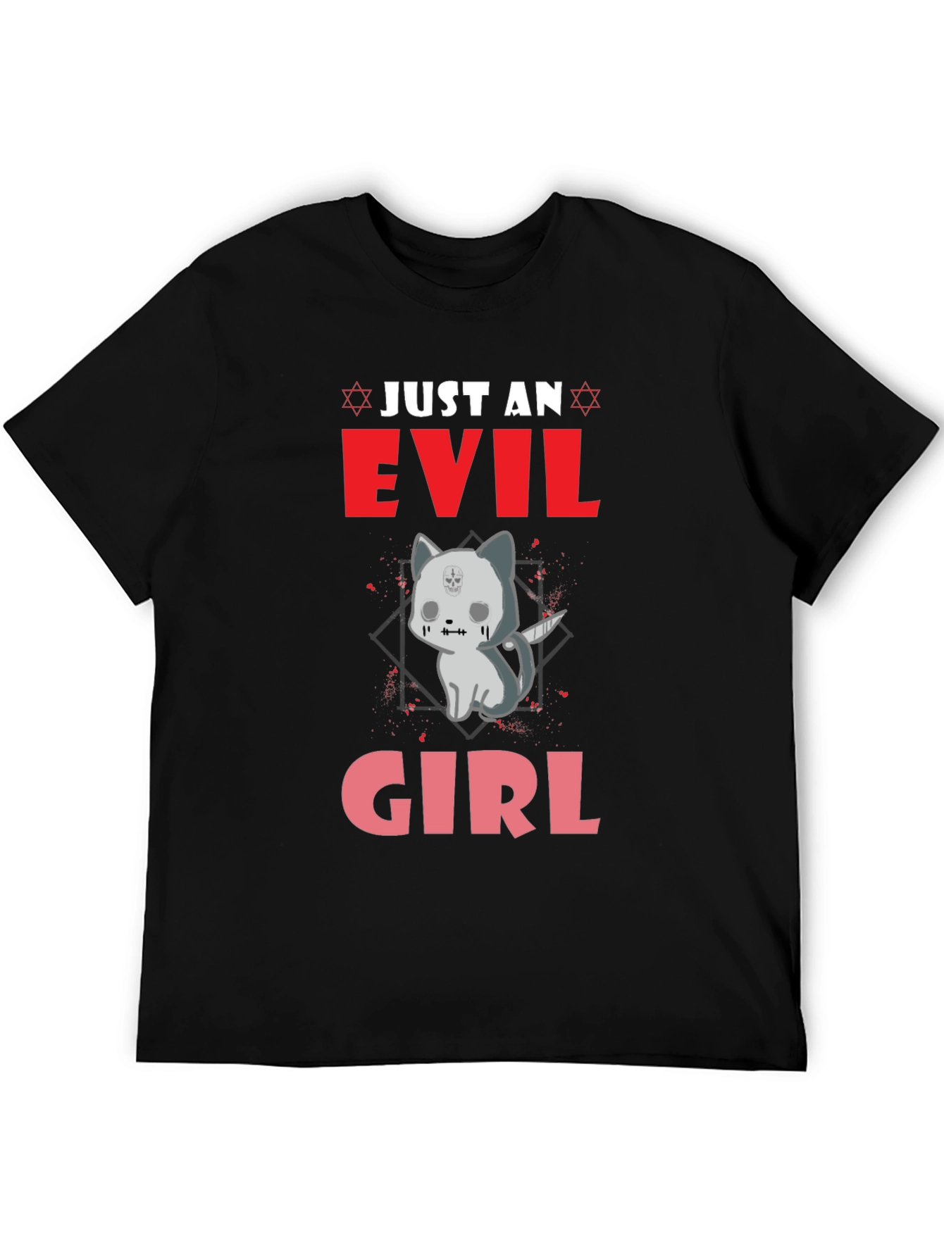 Evil Girl Kitten Graphic T-Shirt